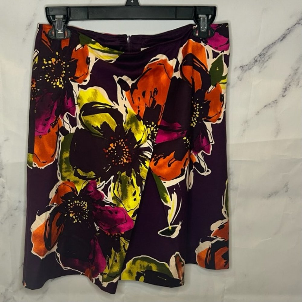 Trina Turk  Purple  Floral  Wrap Skirt